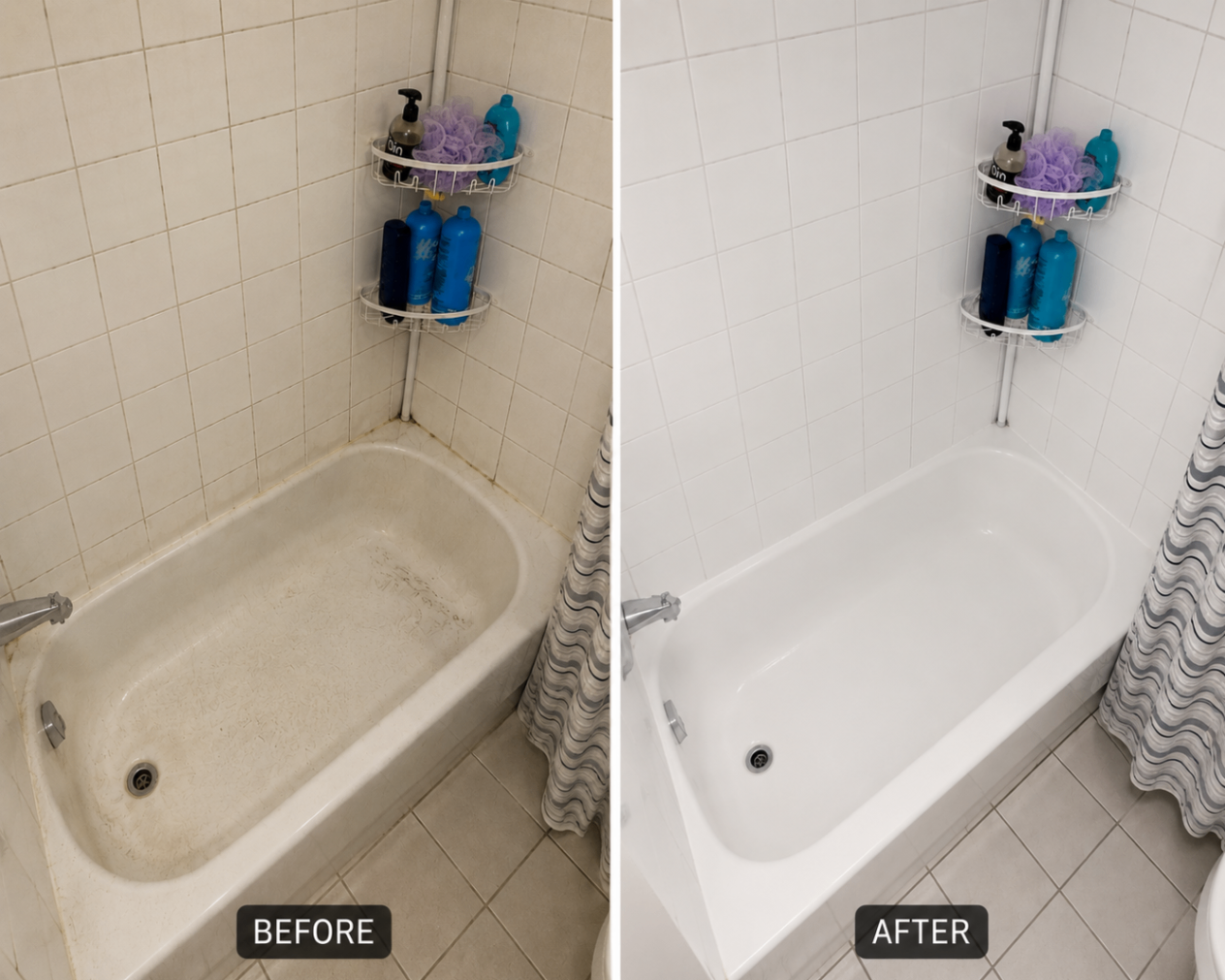 Bathtub Restoration Result before and after cleaning result