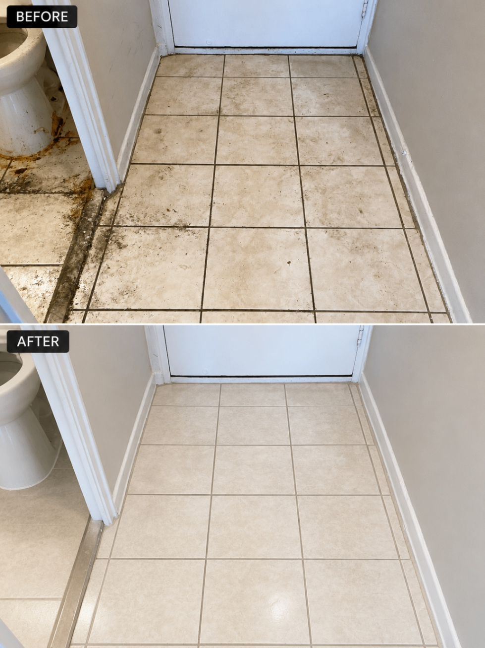 Tile and Floor Recovery before and after cleaning result