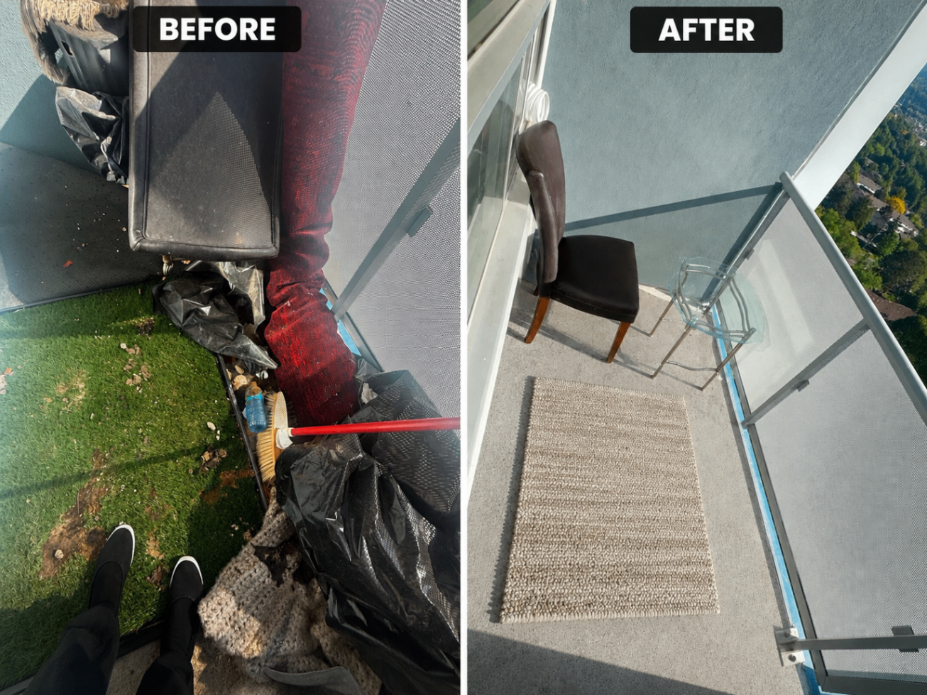 Balcony Refresh before and after cleaning result
